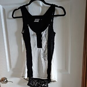 Harley Davidson Black and White Sleeveless Top